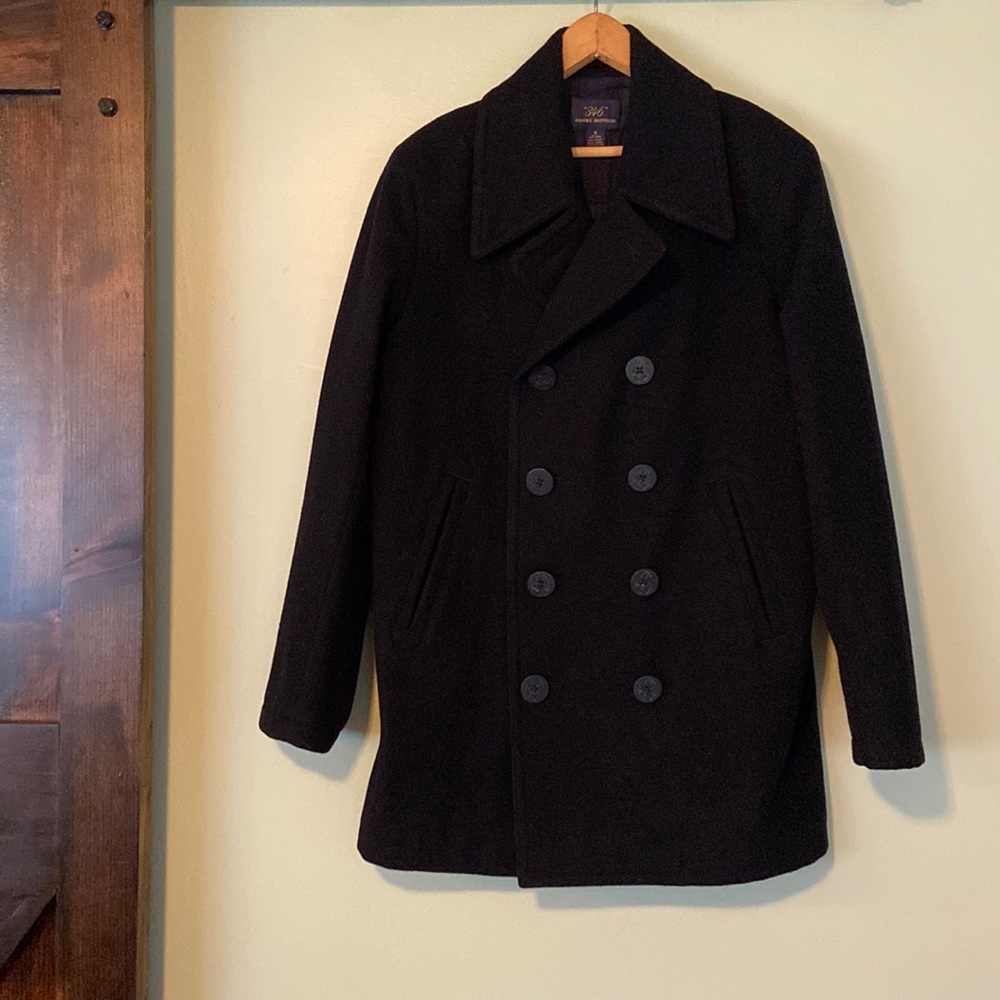 BROOKS BROTHERS | mens black pea coat | size m